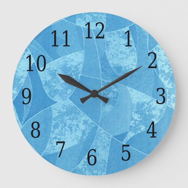 Blauer Stain Glas Rundklemme Große Wanduhr (Vorderseite)