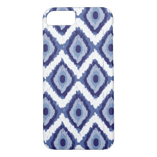 Blauer Stammes- Ikat Diamant-weißes Zickzack Case-Mate iPhone Hülle