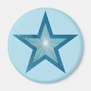 Blauer Star Kühlschrankmagnet rund blass Magnet