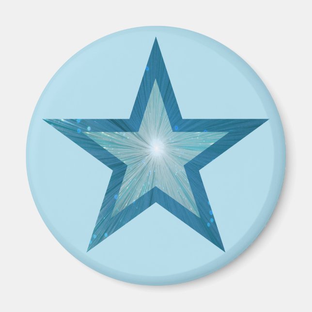 Blauer Star Kühlschrankmagnet rund blass Magnet (Vorne)