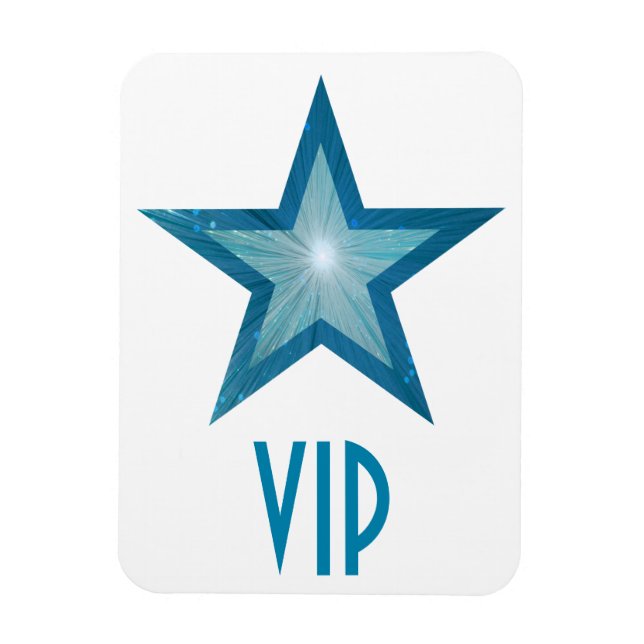 Blauer Star 'VIP' flexibler Magnet weiß (Vertikal)