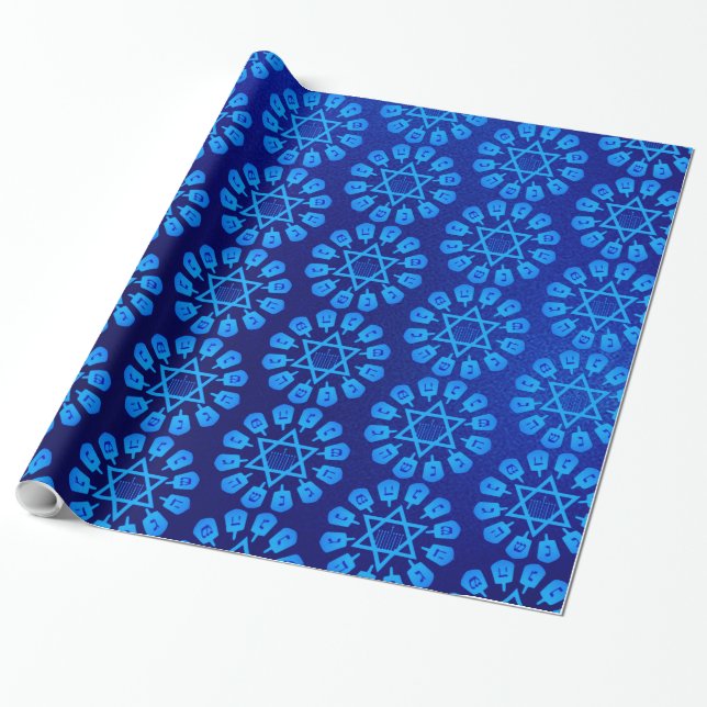 Blauer Star von David Hanukkah Geschenkpapier (Ungerollt)