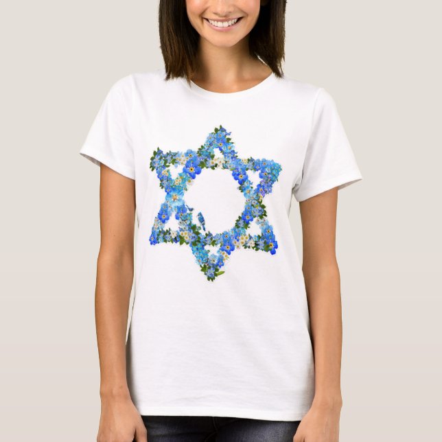 Blauer Star von David Jewish Star T-Shirt (Vorderseite)