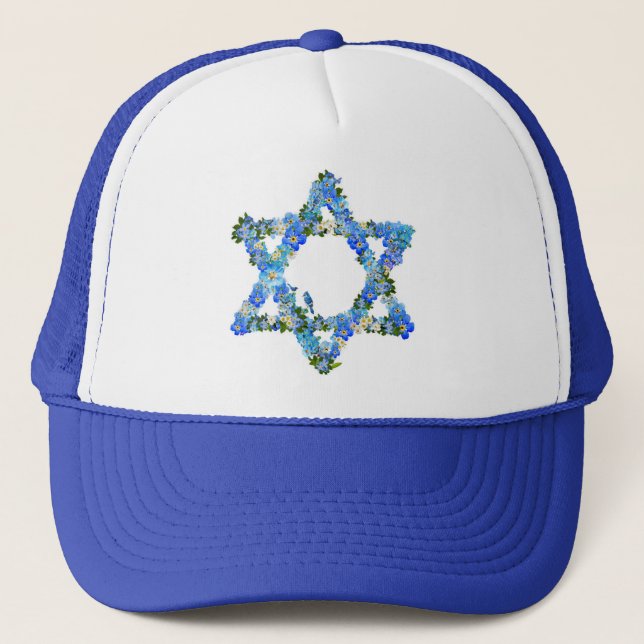 Blauer Star von David Jewish Star Truckerkappe (Vorderseite)