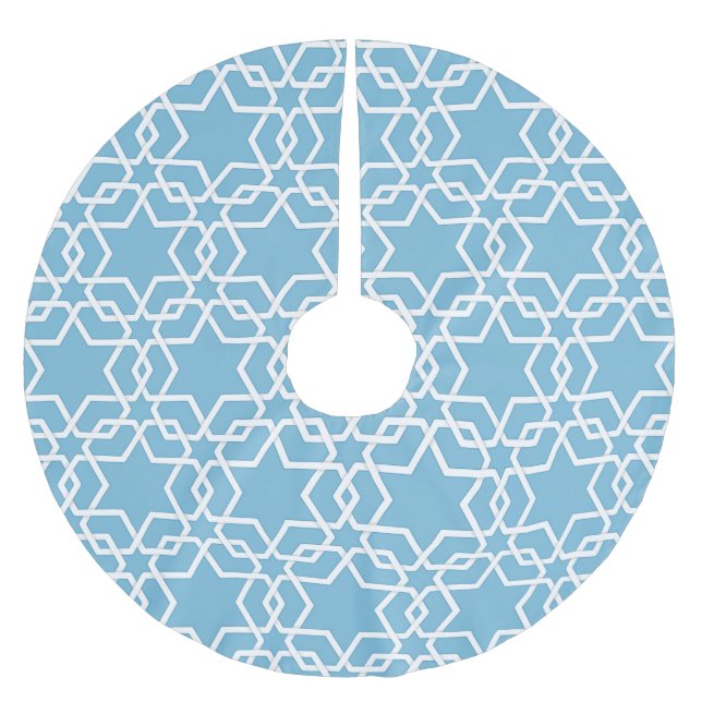 Blauer Star von David Polyester Weihnachtsbaumdecke (Vorderseite)