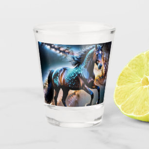 Blauer Stars Galaxy Pferd Schnapsglas
