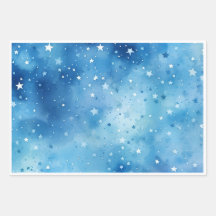 Blauer Stars Wrapping Paper Flat Sheet Set 3