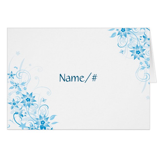 Blauer Stern-Blumen-Tabellen-Karte (Vorderseite (Horizontal))