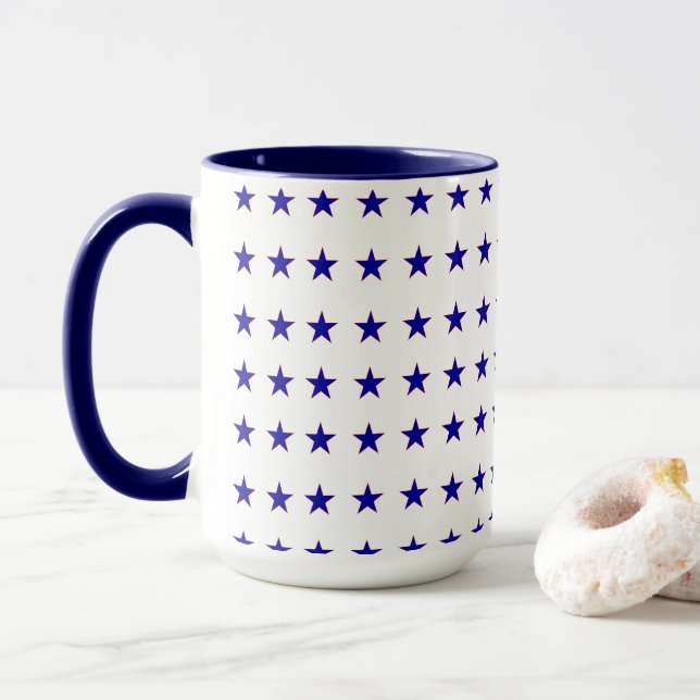 Blauer Stern der amerikanischen Flagge Tasse (Mit Donut)