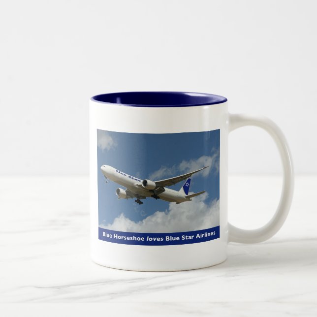 Blauer Stern-Fluglinien-Tasse Zweifarbige Tasse (Rechts)