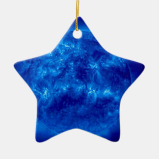 Blauer Stern-Gelb-Stern Keramik Ornament