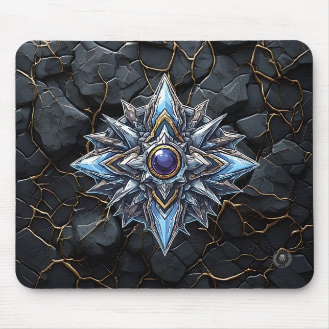 Blauer Stern Kern Gaming Emblem Mousepad (Vorne)