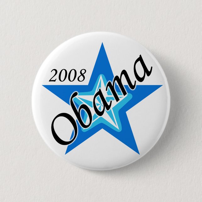 Blauer Stern-Knopf Obama Button (Vorderseite)