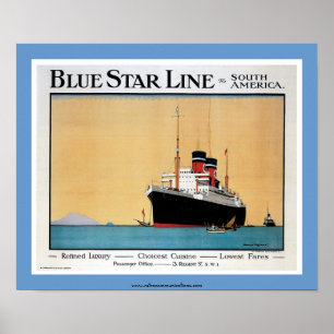 Blauer Stern-Linie Plakat