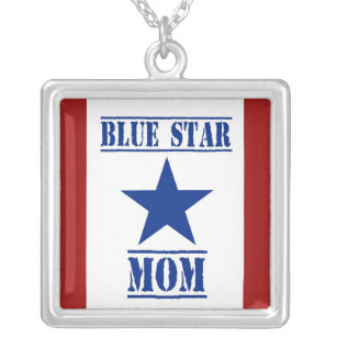 Blauer Stern-Mama-Militär Versilberte Kette