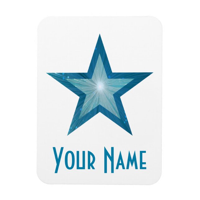 Blauer Stern 'Name' flexibler Magnet weiß (Vertikal)