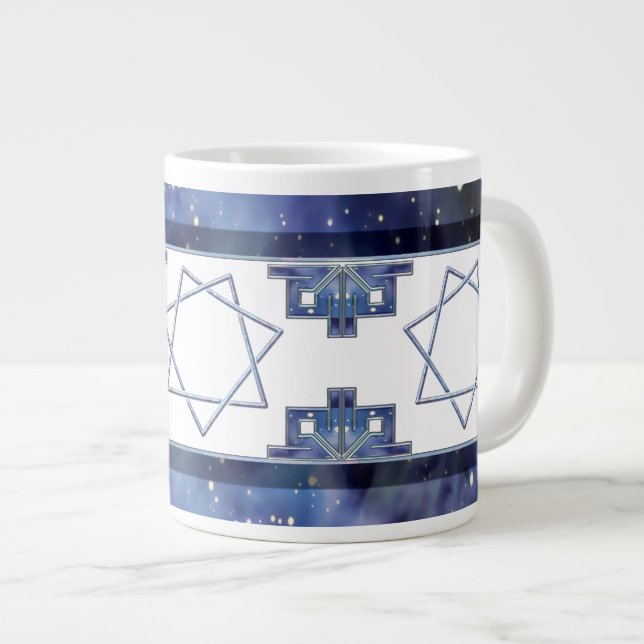 Blauer Stern Septagram Jumbo-Tasse (Vorderseite Rechts)