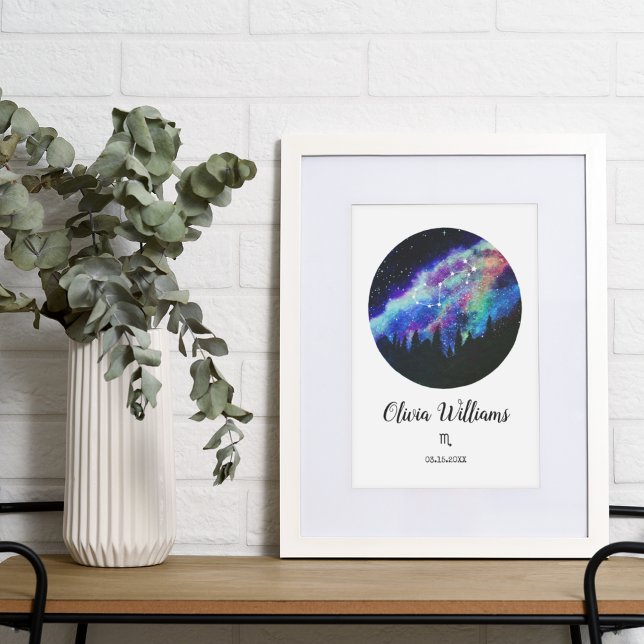 Blauer Sternbild-Skorpio Horoskop-Zeichengeschenk Poster (Von Creator hochgeladen)