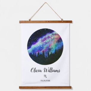 Blauer Sternbild-Skorpio Horoskop-Zeichengeschenk Wandteppich Mit Holzrahmen