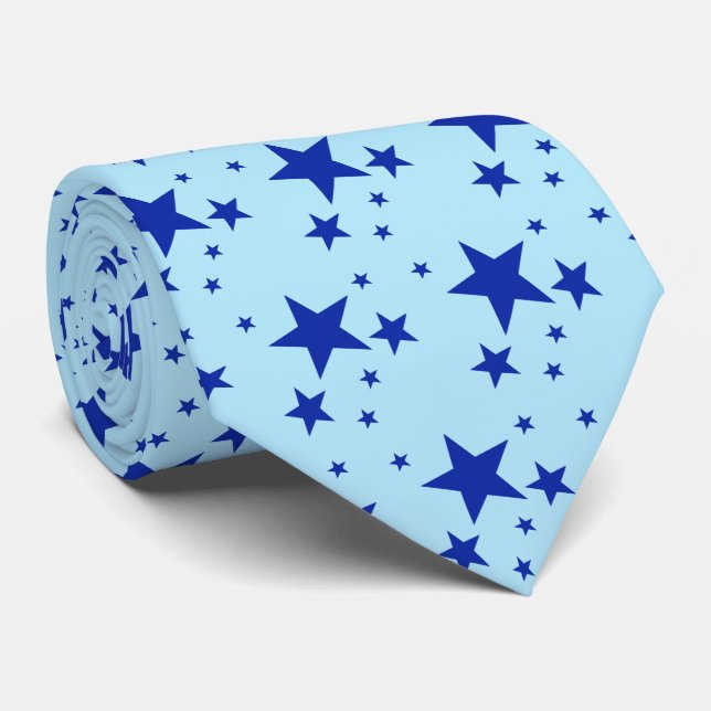 Blauer Sterne-Muster Krawatte (Gerollt)