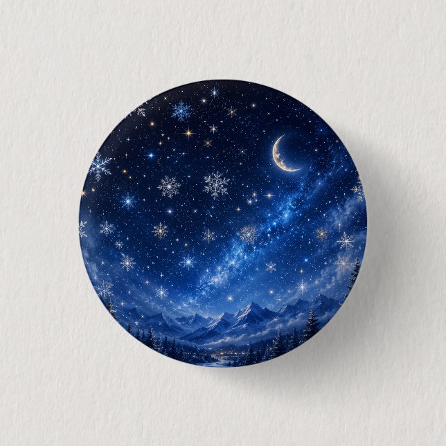 BLAUER STERNENNACHT-HIMMEL | PERSONALISIERTER HIMM BUTTON (Vorderseite)