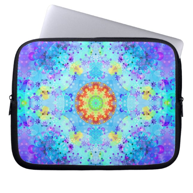 Blauer SternHippy Mandala gemustert Laptopschutzhülle (Vorderseite)