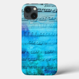 Blauer Stimmungs-Musik-Aquarell-Telefonkasten iPhone 13 Hülle