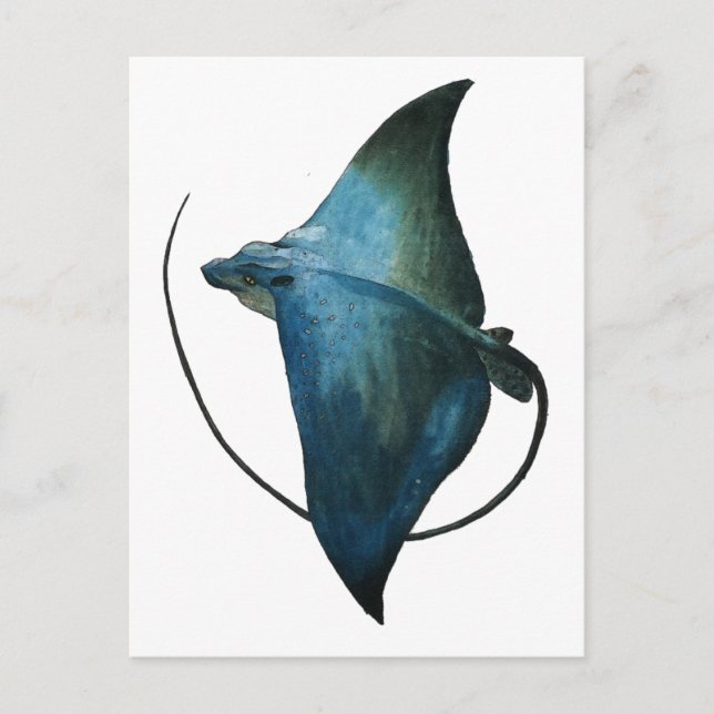 Blauer Stingray Illustration Postkarte (Vorderseite)