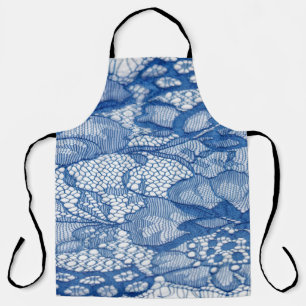 Blauer Stoff, afrikanisches Tulledesign. Schürze