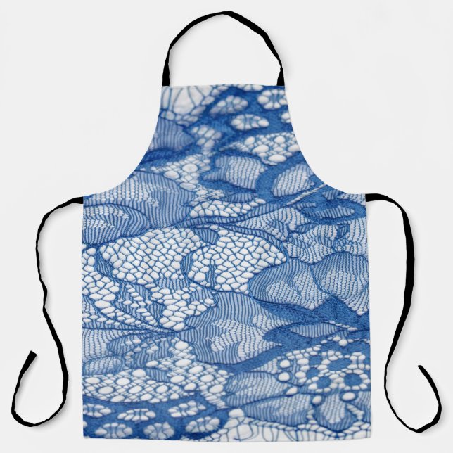 Blauer Stoff, afrikanisches Tulledesign. Schürze (Vorderseite)