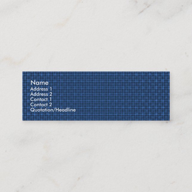 Blauer Stoff Textur Mini Visitenkarte (Vorderseite)