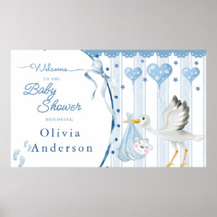 Blauer Storch Baby Shower Cute Custom Poster