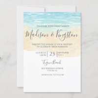 Blauer Strand Hochzeit mit handgemalt einladen
