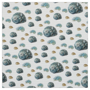 Blauer Strand Muscheln Fabric Stoff