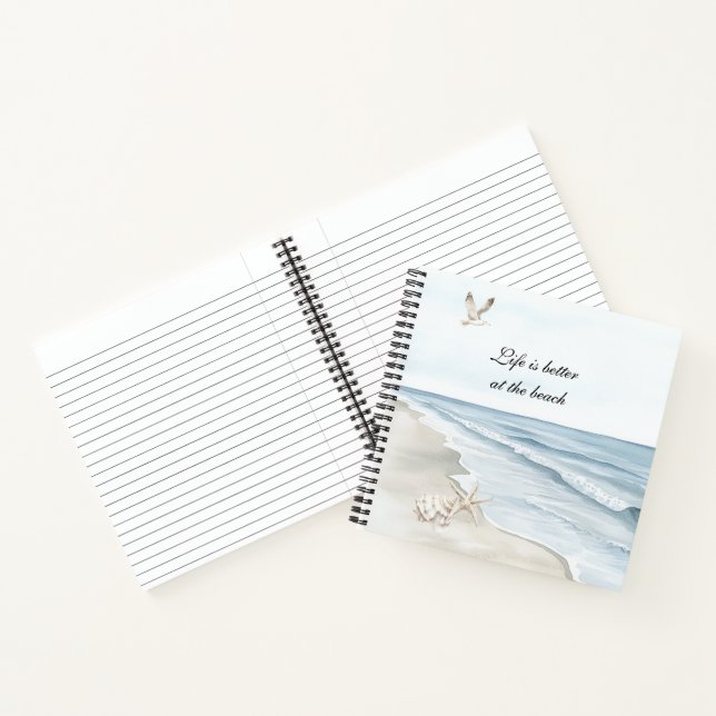 Blauer Strand Ozean Seestern Seevögel  Notizbuch (Innenseite)