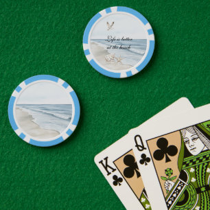 Blauer Strand Ozean Seestern Seevögel  Pokerchips