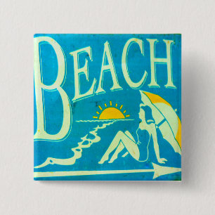Blauer Strandknopf Button