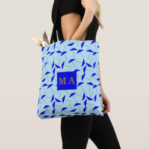 Blauer Strandschirm, Wiederholmuster Monogramm