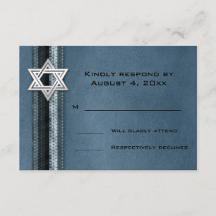 Blauer Streifen Bar Mitzvah UAWG RSVP Karte