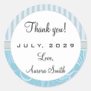 Blauer Streifen Blumenbeweis Vielen Dank Rundschil Runder Aufkleber