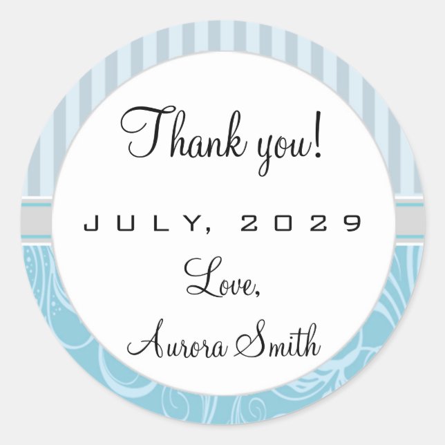 Blauer Streifen Blumenbeweis Vielen Dank Rundschil Runder Aufkleber (Vorderseite)