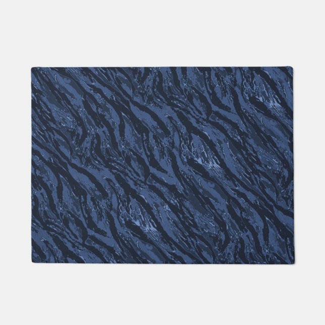 Blauer Streifen Camouflage Fußmatte (Vorderseite)