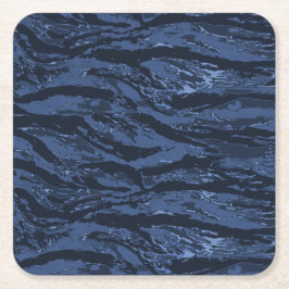 Blauer Streifen Camouflage Rechteckiger Pappuntersetzer