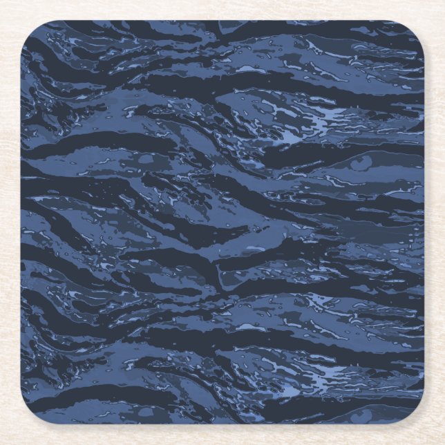 Blauer Streifen Camouflage Rechteckiger Pappuntersetzer (Vorderseite)