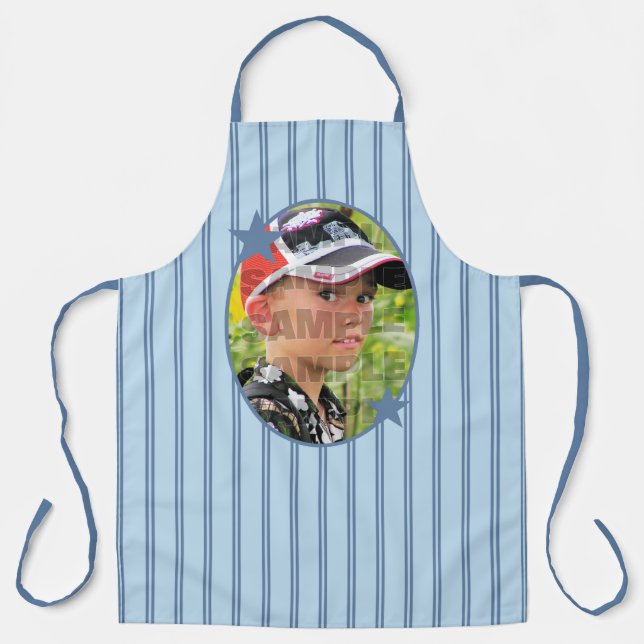 Blauer Streifen-Fotovorlage Schürze (Vorderseite)