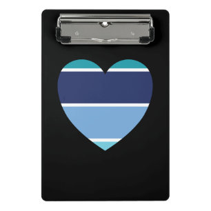 Blauer Streifen Herz Mini Klemmbrett