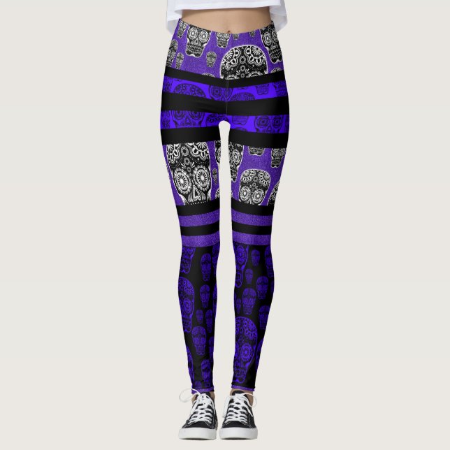 Blauer Streifen Leggings (Vorderseite)