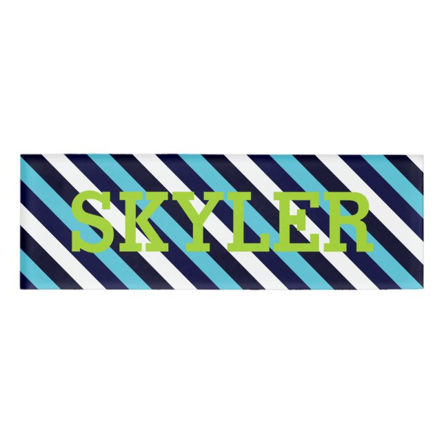 Blauer Streifen Namenschild (Vorderseite)