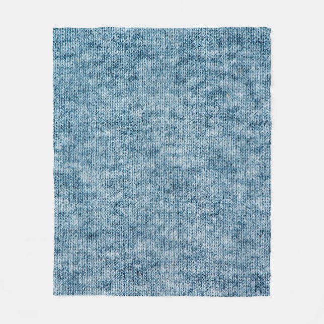 Blauer Strickwollegewebe schließen Foto Hintergrun Fleecedecke (Vorderseite)