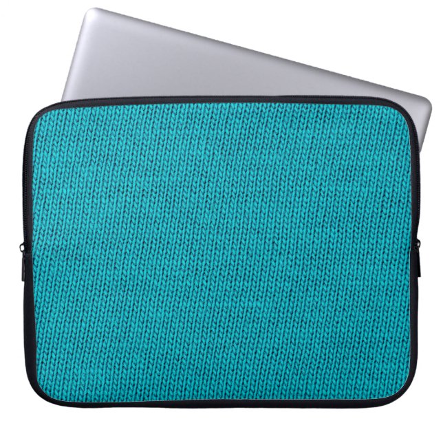 Blauer Strickwollegewebe schließen Foto Hintergrun Laptopschutzhülle (Vorderseite)
